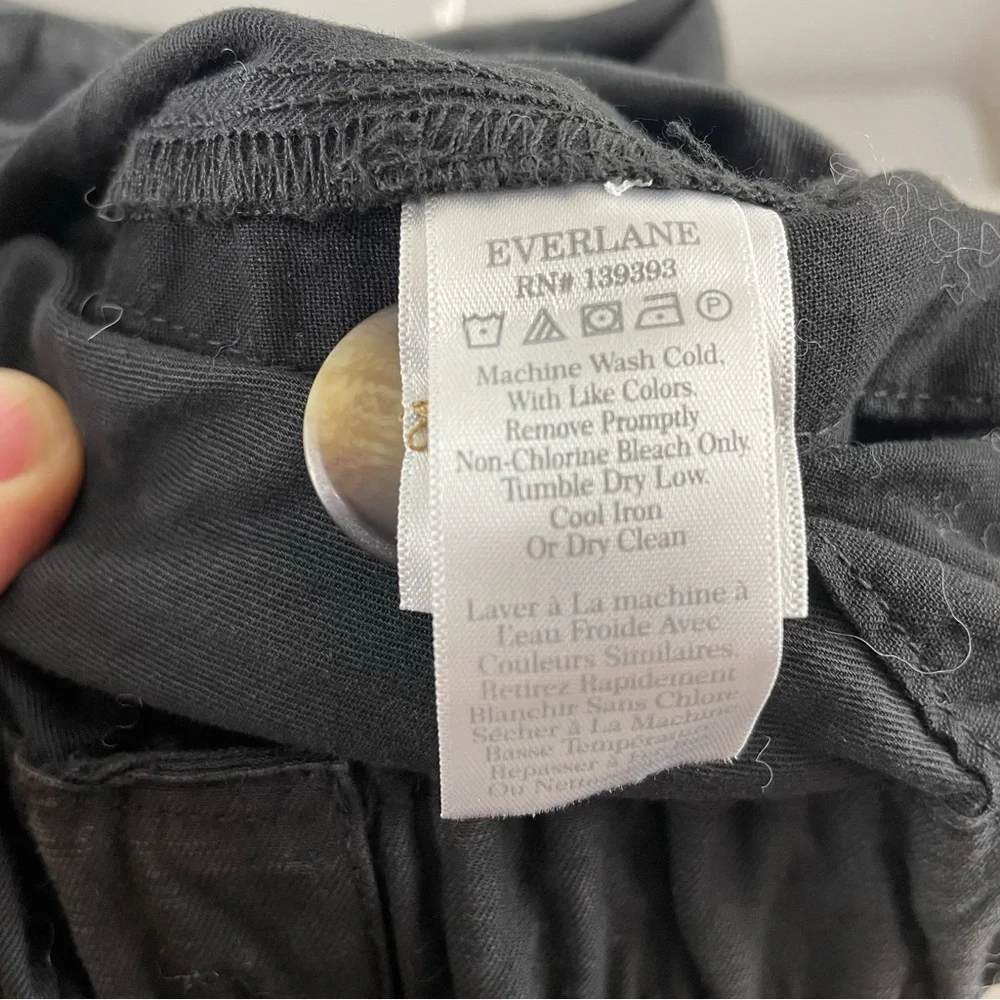 Everlane Fatigue Apron Jumpsuit Overalls 8 Black Organic Cotton Linen NWT